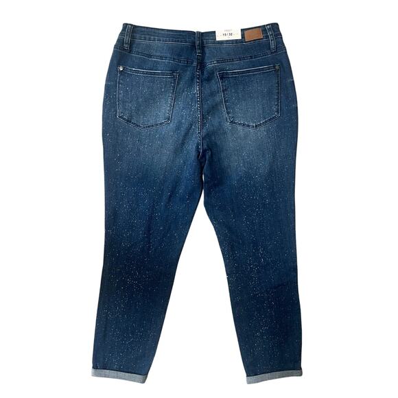 NWT Judy Blue Mid Rise Speckled Fit Stretchy Jeans Cuffed Normcore y2k 15/32 - Picture 2 of 8